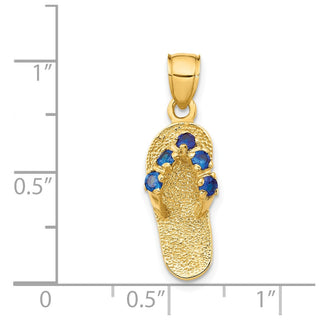14k Yellow Gold September/CZ Simulated Birthstone Flip Flop Pendant