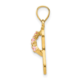14k Yellow Gold October/CZ Simulated Birthstone Flip Flop Pendant