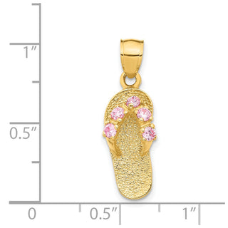 14k Yellow Gold October/CZ Simulated Birthstone Flip Flop Pendant