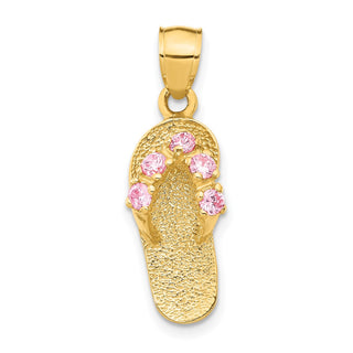 14k Yellow Gold October/CZ Simulated Birthstone Flip Flop Pendant