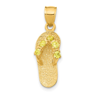 14k Yellow Gold November/CZ Simulated Birthstone Flip Flop Pendant
