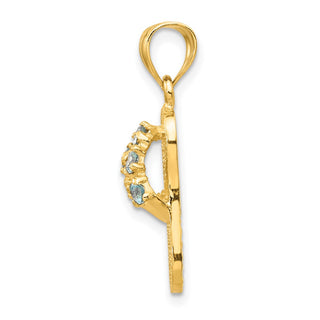 14k Yellow Gold December/CZ Simulated Birthstone Flip Flop Pendant