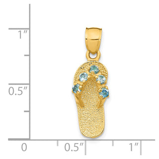 14k Yellow Gold December/CZ Simulated Birthstone Flip Flop Pendant
