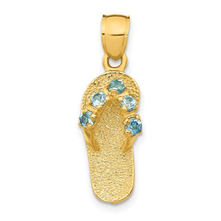 14k Yellow Gold December/CZ Simulated Birthstone Flip Flop Pendant