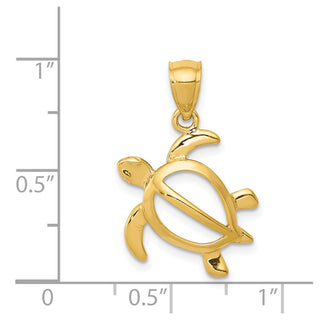14k Yellow Gold Open Turtle Pendant D3435