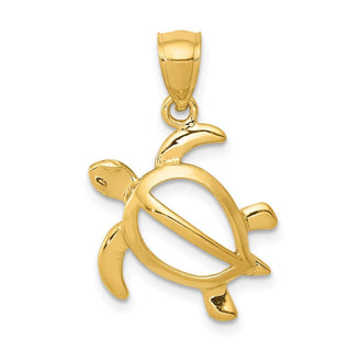 14k Yellow Gold Open Turtle Pendant D3435