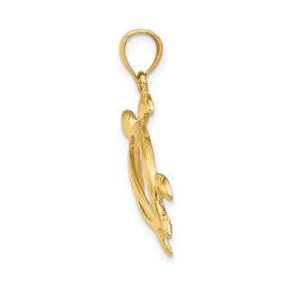 14k Yellow Gold Open Turtle Pendant D3436