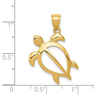 14k Yellow Gold Open Turtle Pendant D3436