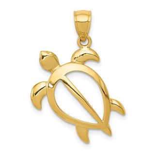 14k Yellow Gold Open Turtle Pendant D3436
