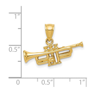 14k Yellow Gold 3D Trumpet Pendant