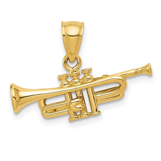 14k Yellow Gold 3D Trumpet Pendant