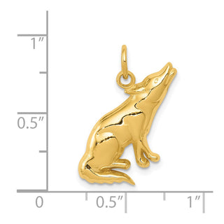 14k Yellow Gold Wolf Charm