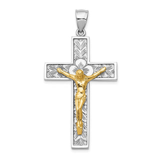 14k Yellow and White Gold Crucifix Pendant D347