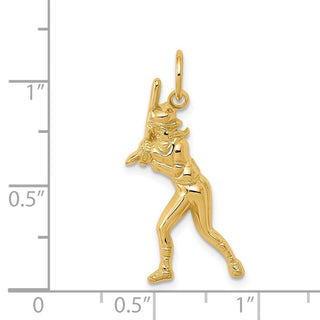 14k Yellow Gold Female Baseball Batter Charm