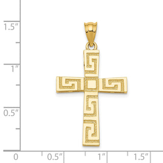 14k Yellow Gold Greek Key Cross Pendant
