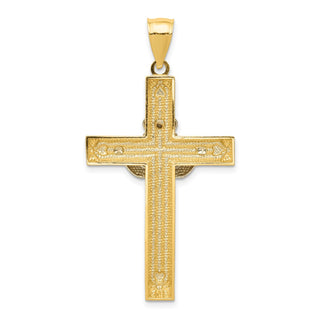 14k Yellow and White Gold Claddagh Cross Pendant D3498