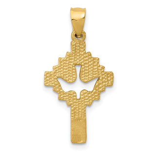14K Yellow Gold Dove Cross Charm