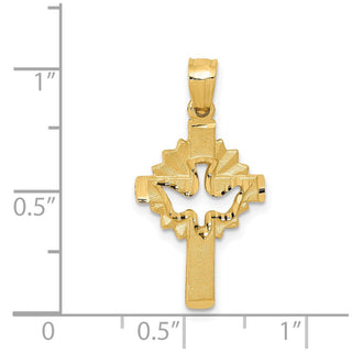 14K Yellow Gold Dove Cross Charm
