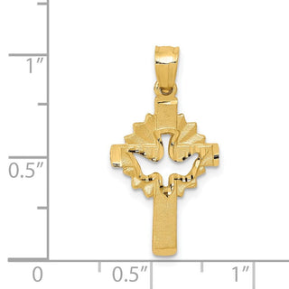14K Yellow Gold Dove Cross Charm