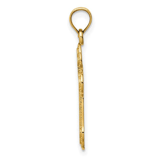 14k Yellow Gold Cut-Out Budded Cross Pendant