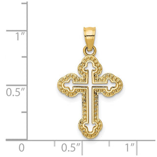 14k Yellow Gold Cut-Out Budded Cross Pendant