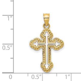 14k Yellow Gold Cut-Out Budded Cross Pendant