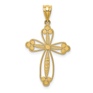 14k Yellow Gold Budded Cross Pendant D3506