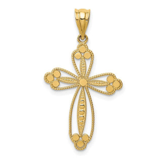 14k Yellow Gold Budded Cross Pendant D3506