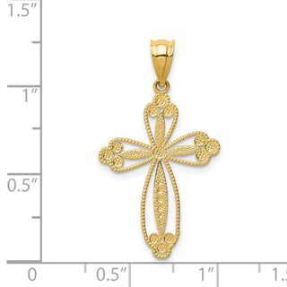 14k Yellow Gold Budded Cross Pendant D3506