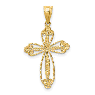 14k Yellow Gold Budded Cross Pendant D3506