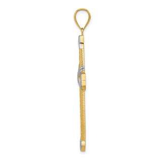 14k Yellow Gold and Rhodium Cross Pendant D3564