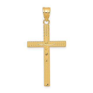 14k Yellow Gold Diamond-Cut Latin Cross Pendant D3571