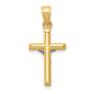 14k Yellow and White Gold Hollow Latin Crucifix Pendant D3594