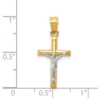 14k Yellow and White Gold Hollow Latin Crucifix Pendant D3594