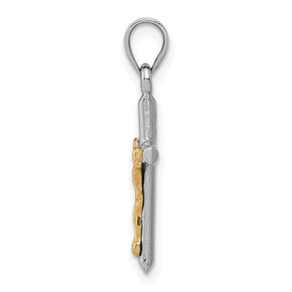 14k Yellow and White Gold Hollow Latin Crucifix Pendant D3595