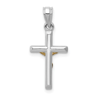 14k Yellow and White Gold Hollow Latin Crucifix Pendant D3595