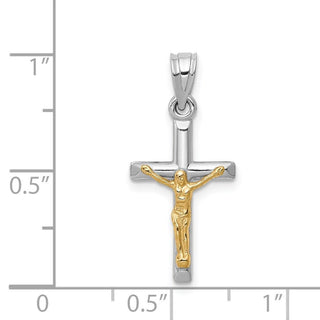 14k Yellow and White Gold Hollow Latin Crucifix Pendant D3595