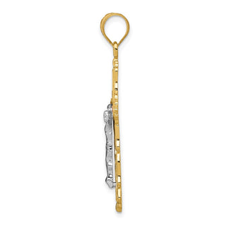 14k Yellow, White and Rose Gold Diamond-Cut Crucifix Pendant D3645