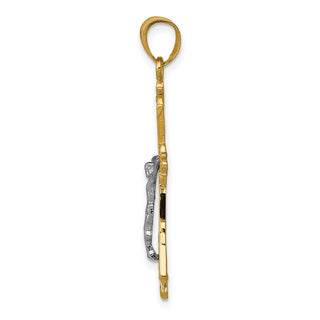 14k Yellow and White Gold Crucifix Cross with Jesus Pendant