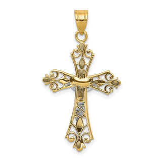 14k Yellow and White Gold Crucifix Cross with Jesus Pendant