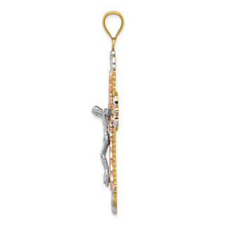 14k Yellow, White and Rose Gold Crucifix Cross Pendant