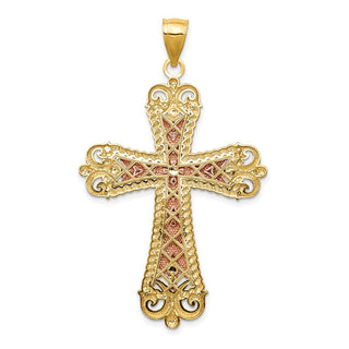14k Yellow, White and Rose Gold Crucifix Cross Pendant