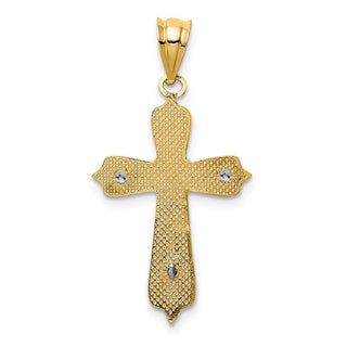 14k Yellow Gold and Rhodium Crucifix Pendant