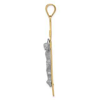 14k Yellow and White Gold Inri Latin Crucifix Pendant D3666