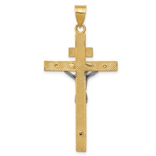 14k Yellow and White Gold Inri Latin Crucifix Pendant D3666