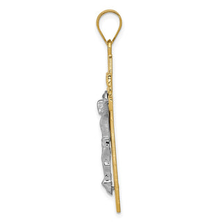 14k Yellow and White Gold Inri Latin Crucifix Pendant D3667