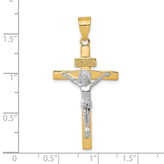 14k Yellow and White Gold Inri Latin Crucifix Pendant D3667