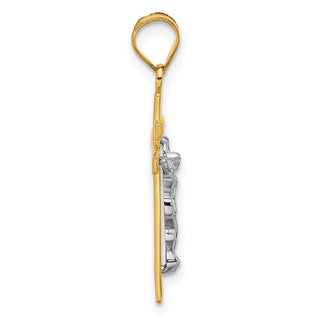 14k Yellow and White Gold Inri Latin Crucifix Pendant D3669