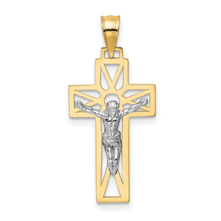 14k Yellow and White Gold Crucifix Pendant D3677