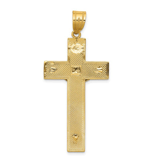 14k Yellow and White Gold Diamond-Cut Latin Crucifix Pendant D3686